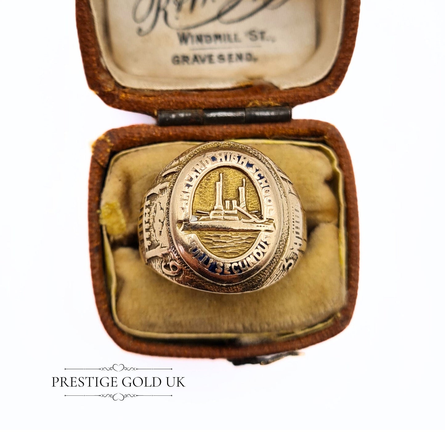 1931 Gold Lakeland Senior High School Florida Class Ring, Nulli Secundus - Size UK K, US 5 1/4, Euro 50