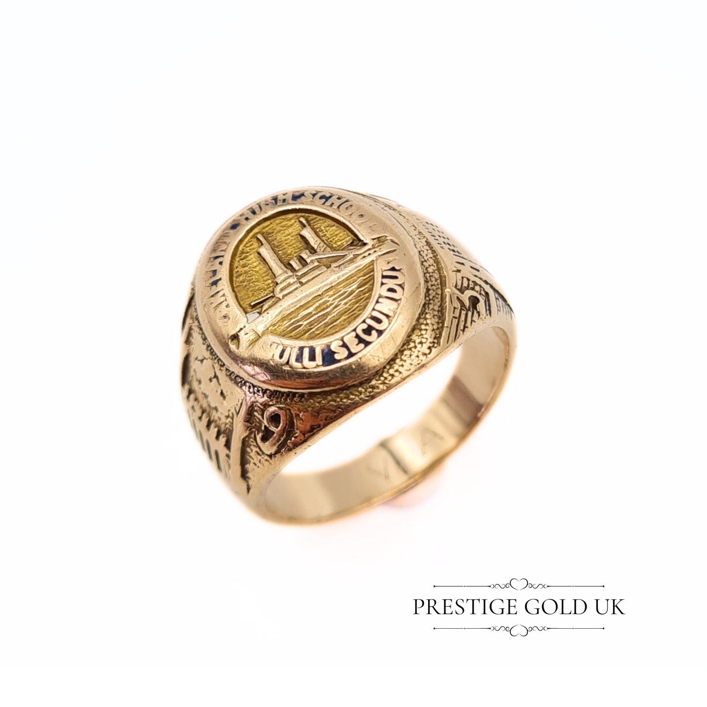 1931 Gold Lakeland Senior High School Florida Class Ring, Nulli Secundus - Size UK K, US 5 1/4, Euro 50