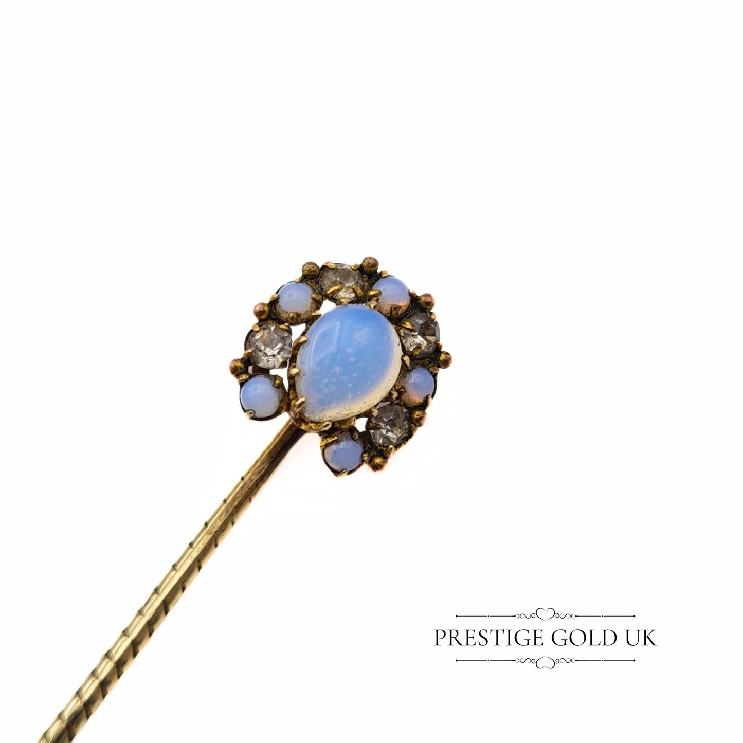 Gold Tone Opaline Horse Shoe Stick Pin