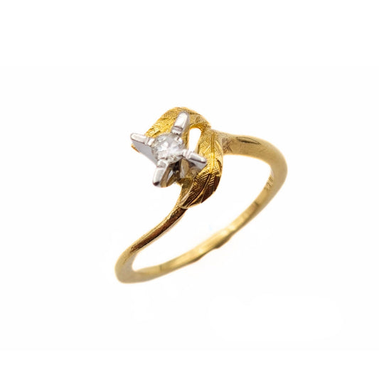 Vintage 18ct Yellow & White Gold Diamond Ring - Size UK L 1/2, US 6, Euro 52