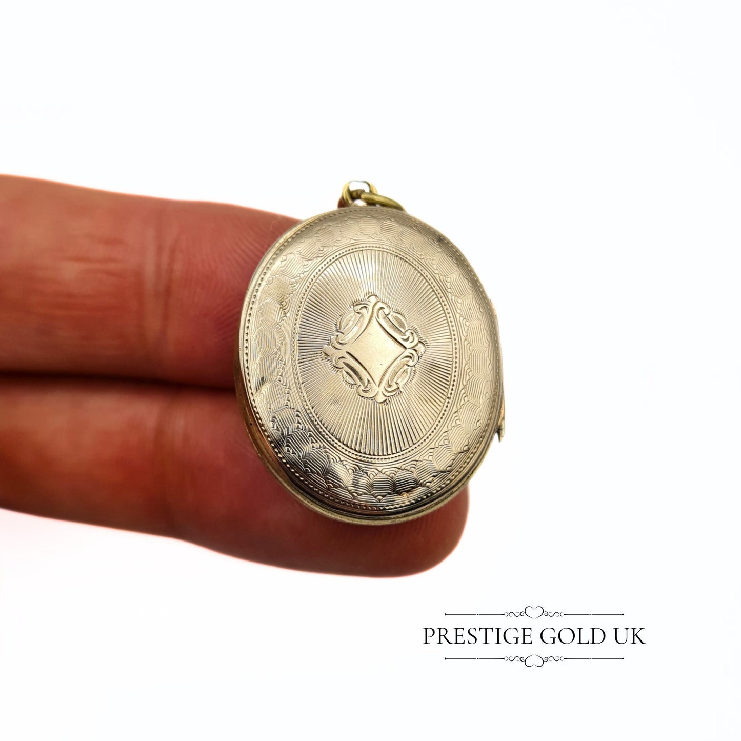 Large Antique 9ct Gold Engraved Locket