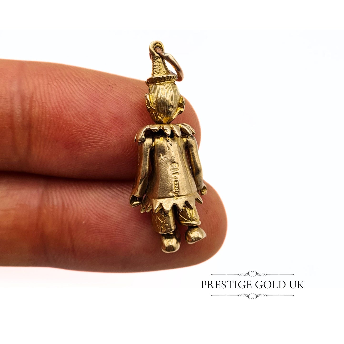 Vintage 9ct Gold Moving Clown Pendant / Charm