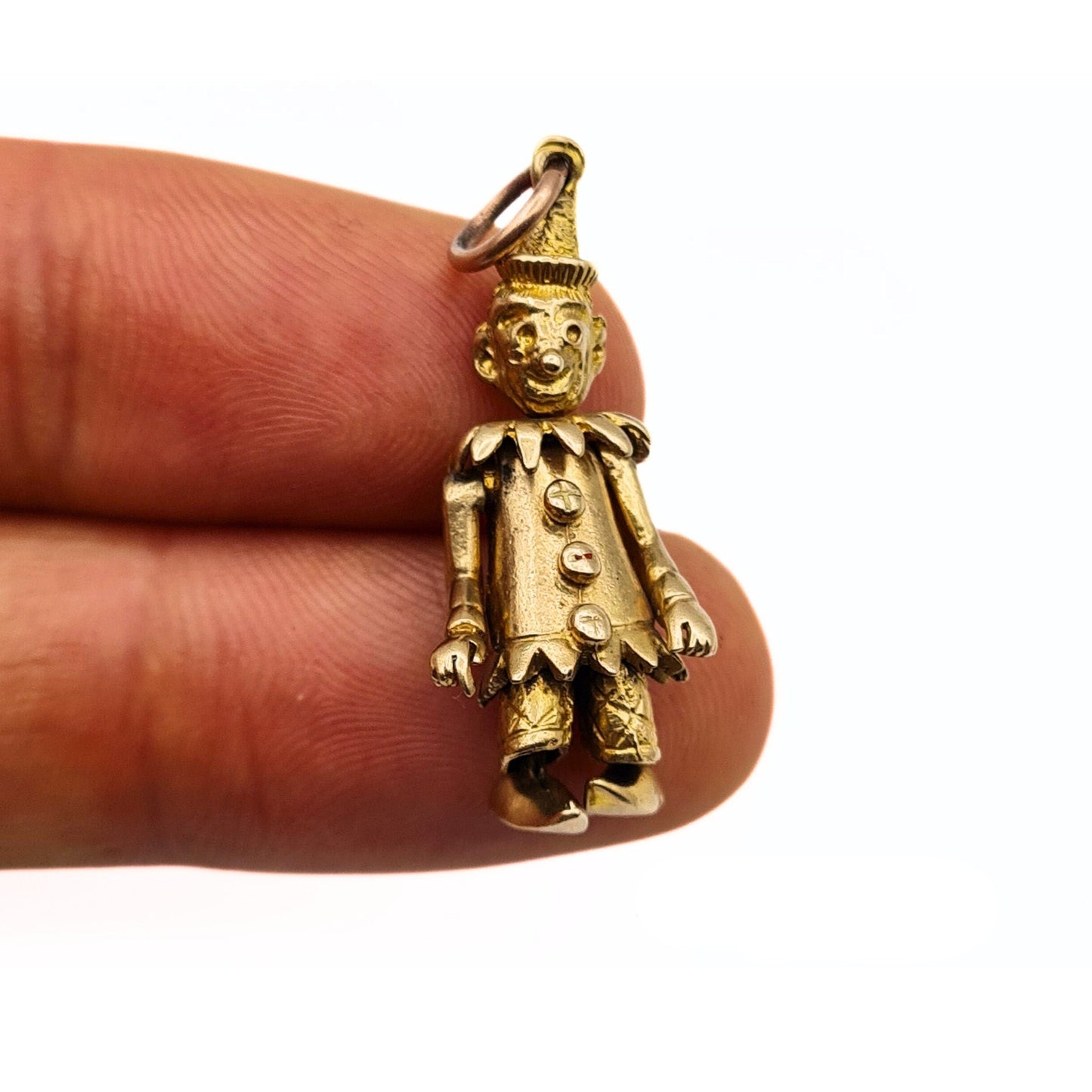 Vintage 9ct Gold Moving Clown Pendant / Charm