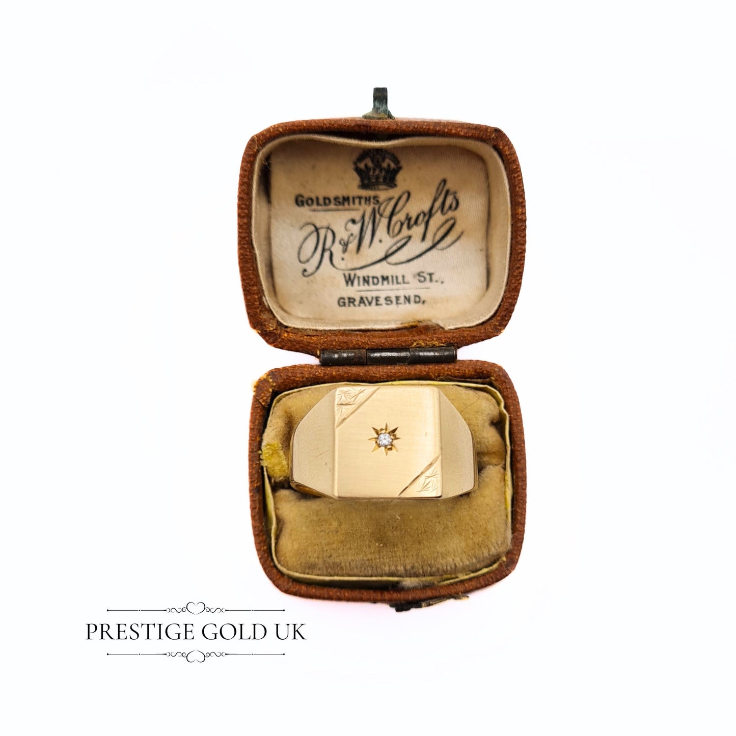 Vintage 9ct Gold Square Signet Ring - Size UK R 1/2, US 9, Euro 59.5