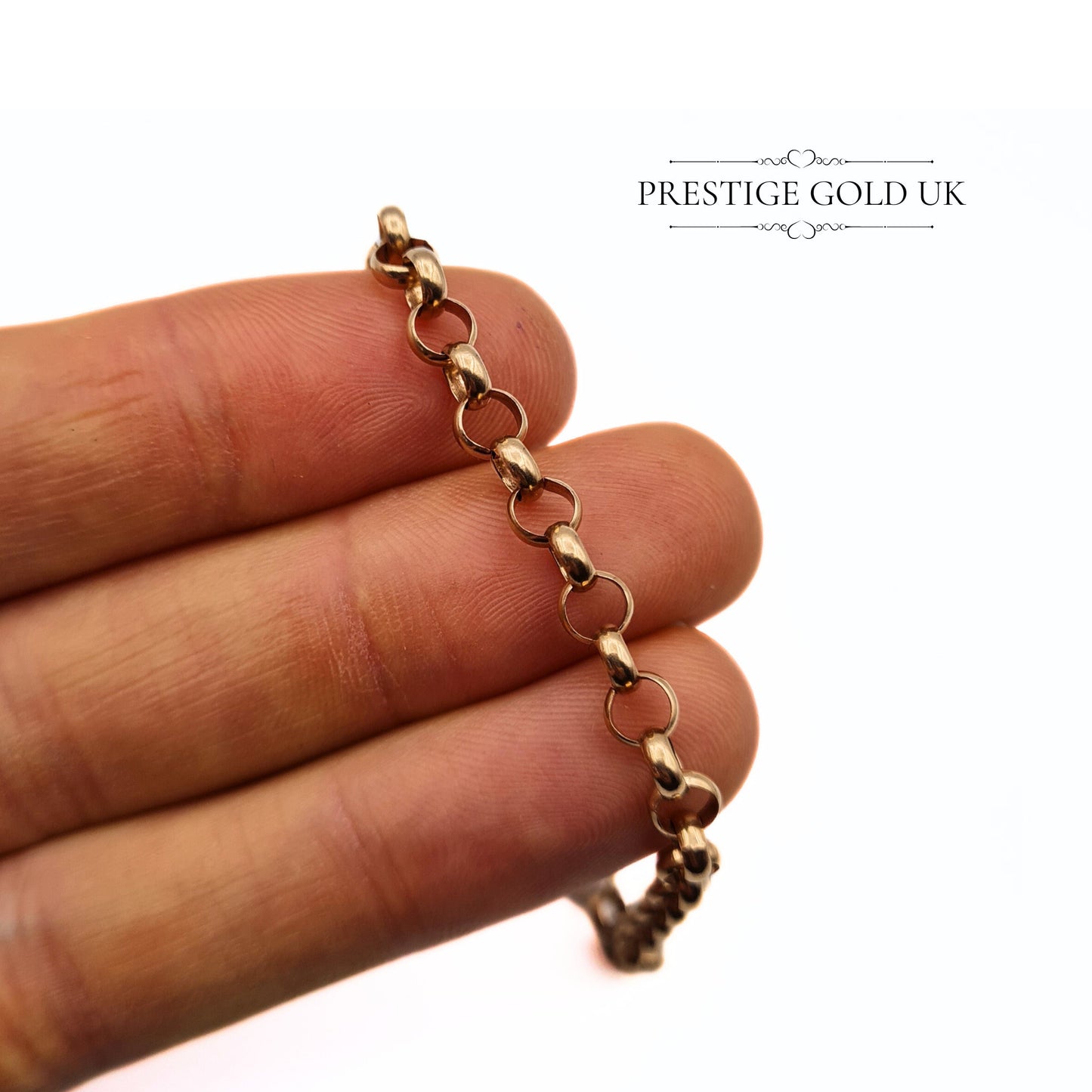 Vintage Rose Gold Rolo Chain Bracelet - 7" / 18cm