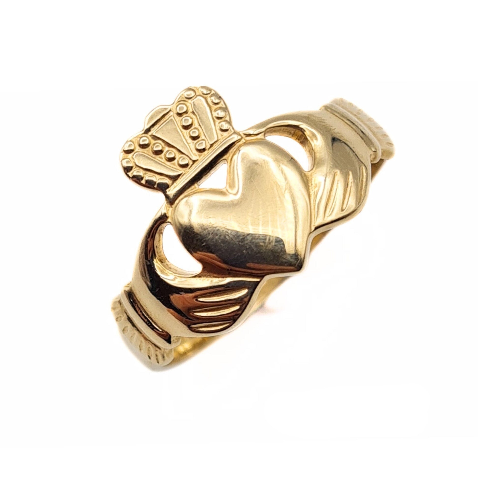 Large 9ct Gold Claddagh Ring - Size UK U, US 10, EU 62