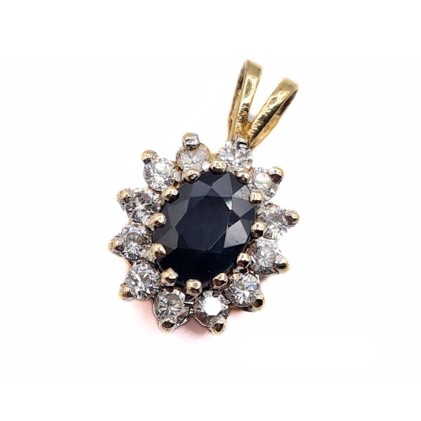 Vintage 9ct Gold Sapphire & Cubic Zirconia Pendant