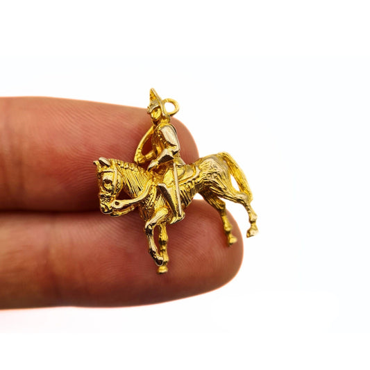 Vintage 9ct Solid Gold Cavalry Soldier & Horse Charm