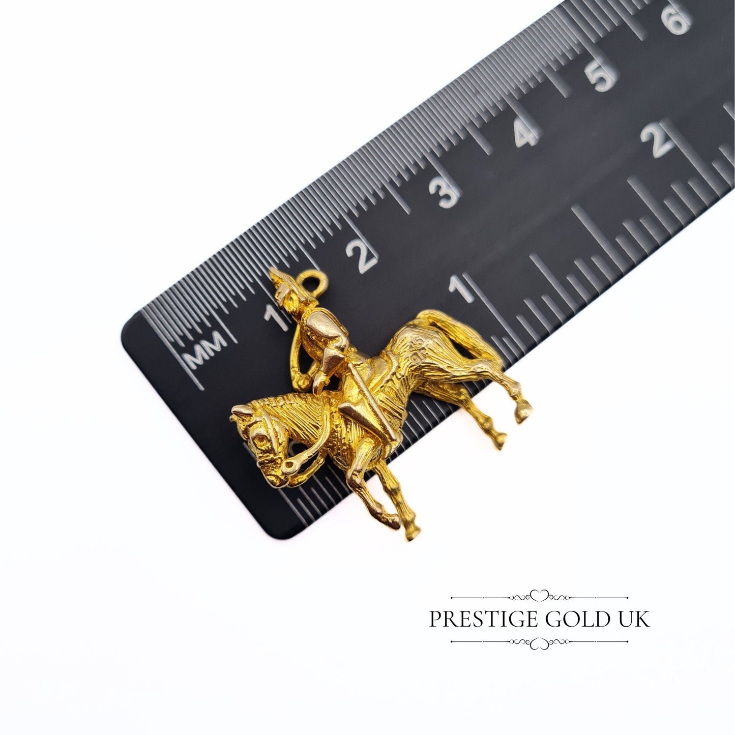 Vintage 9ct Solid Gold Cavalry Soldier & Horse Charm