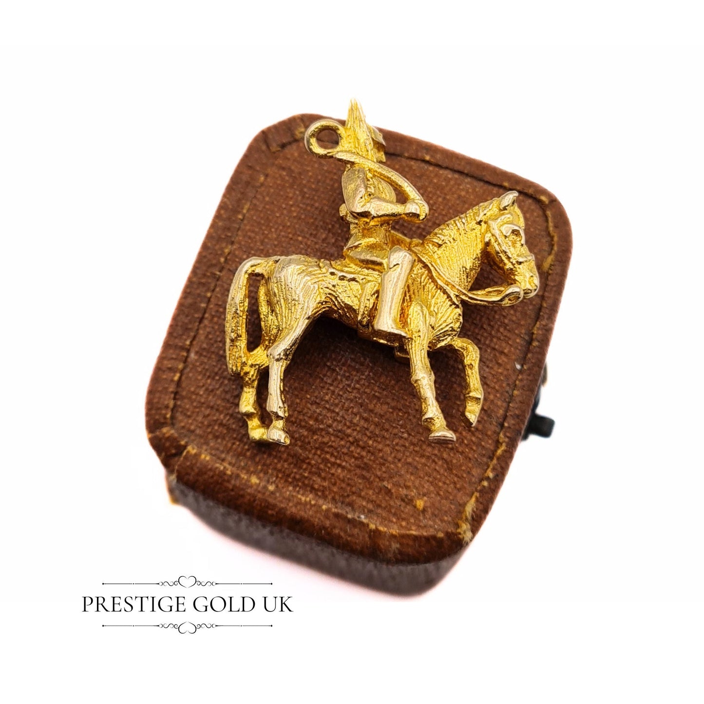 Vintage 9ct Solid Gold Cavalry Soldier & Horse Charm