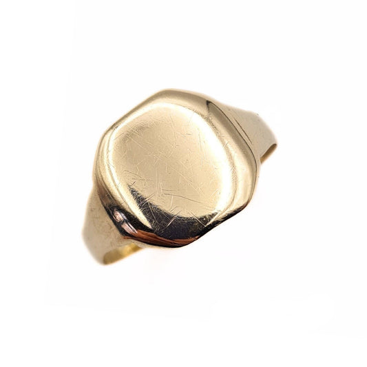 Vintage 9ct Gold Square Plain Signet Ring - Size UK O, US 7, Euro 55