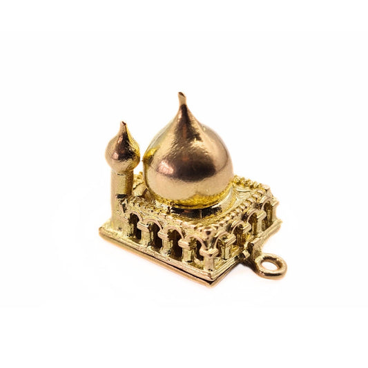 Vintage Gold Charm - Islamic Mosque with Praying Man