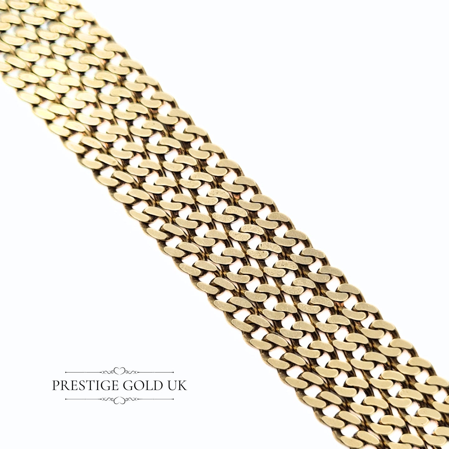 Vintage Solid 9ct Gold Flat Curb Chain Necklace - 51cm / 20"