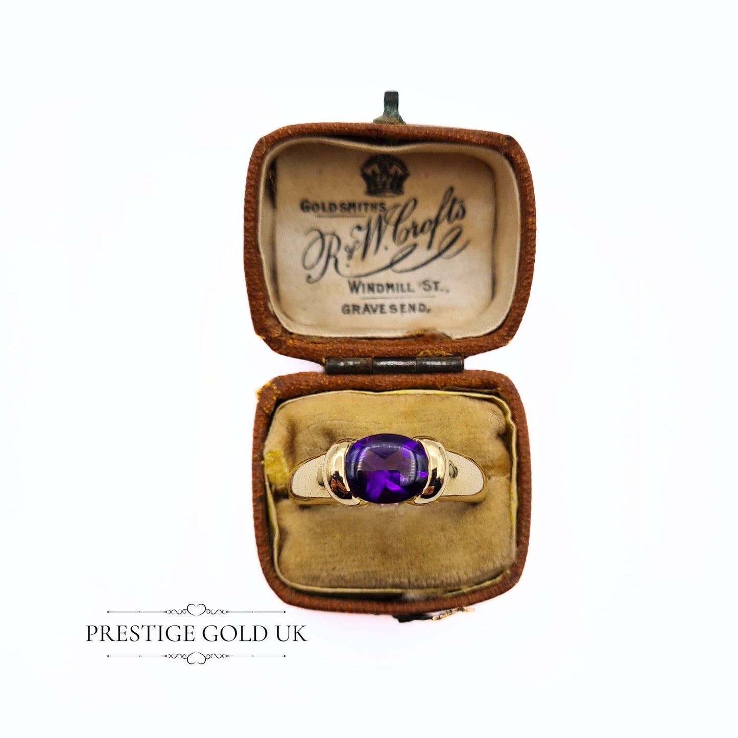 Vintage Amethyst 18ct Gold Ring - Oval Cut - Size UK Q, US 8 1/4, Euro 57.5