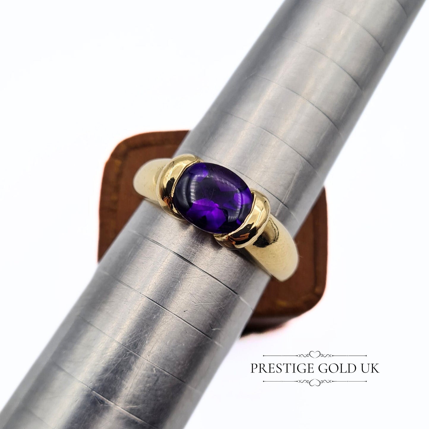 Vintage Amethyst 18ct Gold Ring - Oval Cut - Size UK Q, US 8 1/4, Euro 57.5