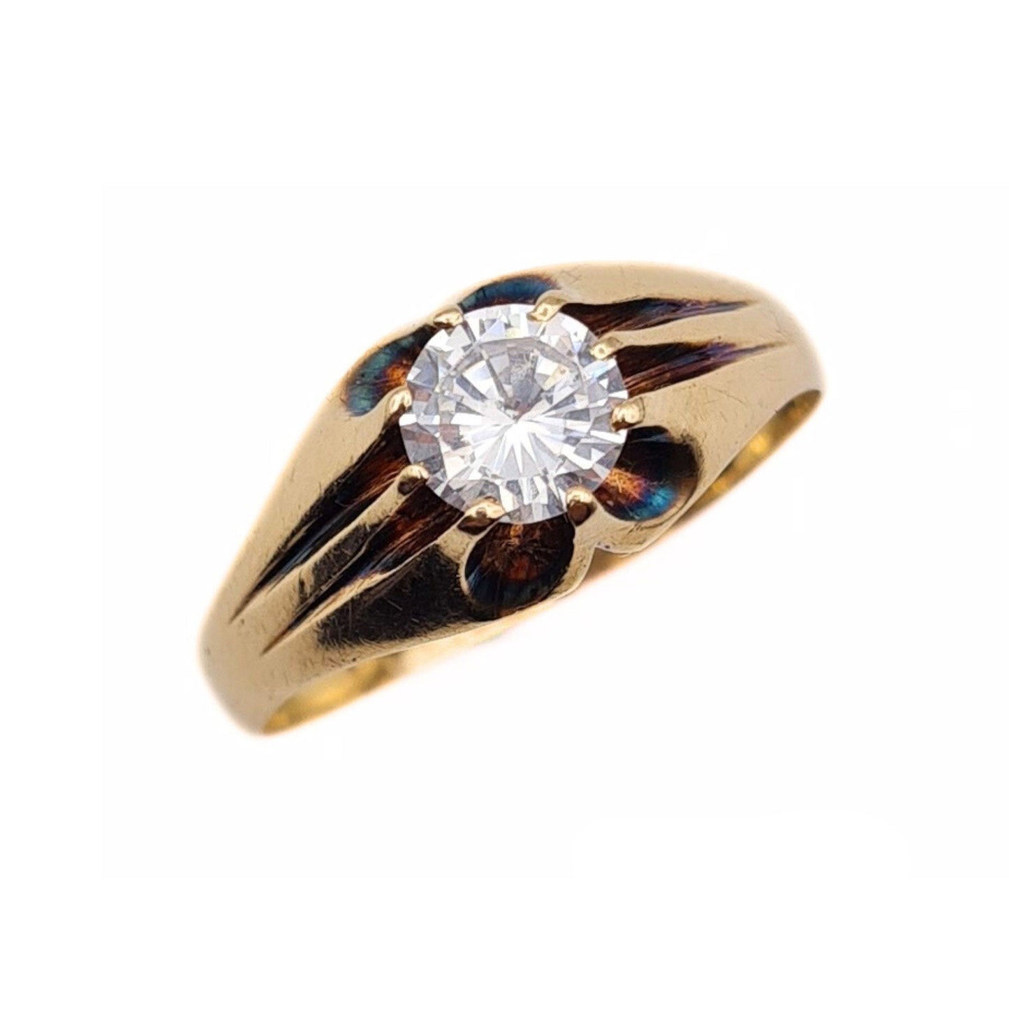 Large Vintage 9ct Gold Cubic Zirconia Solitaire Ring - Size UK Y, US 11 3/4, Euro 67