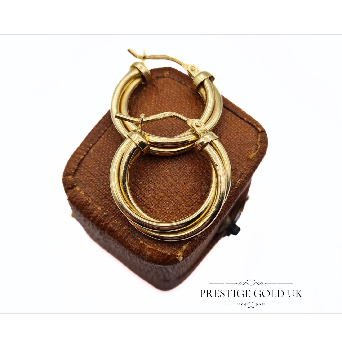 Vintage Triple Twist Hoop Earrings - 9ct Gold, 19mm