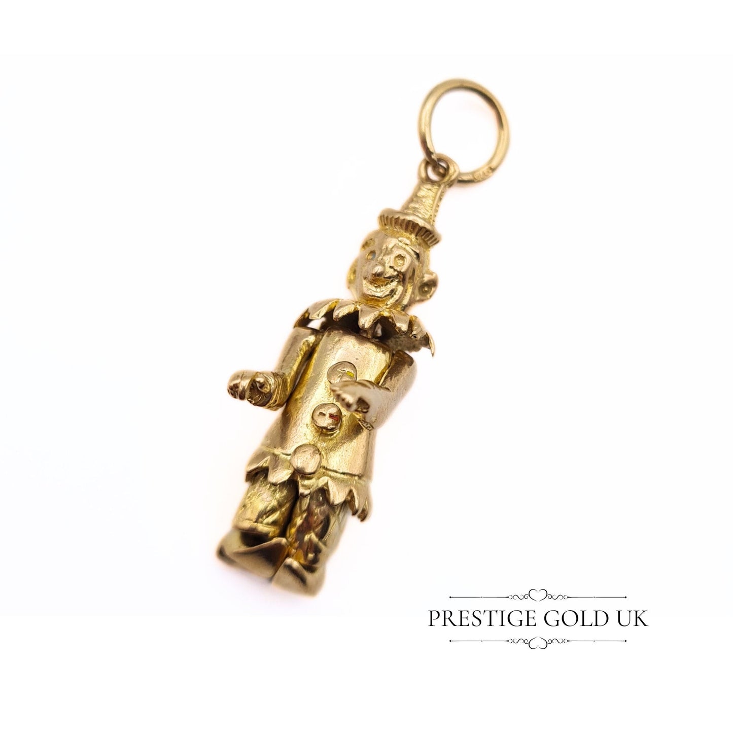 Vintage 9ct Gold Moving Clown Pendant / Charm