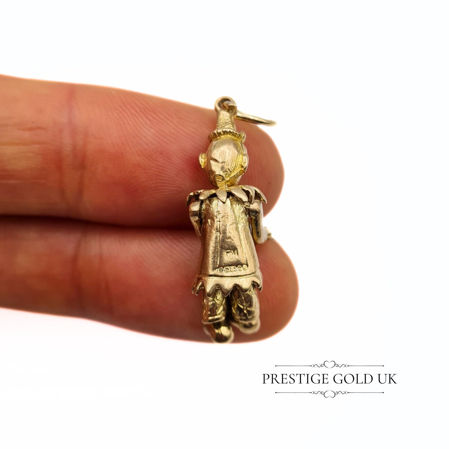 Vintage 9ct Gold Moving Clown Pendant / Charm