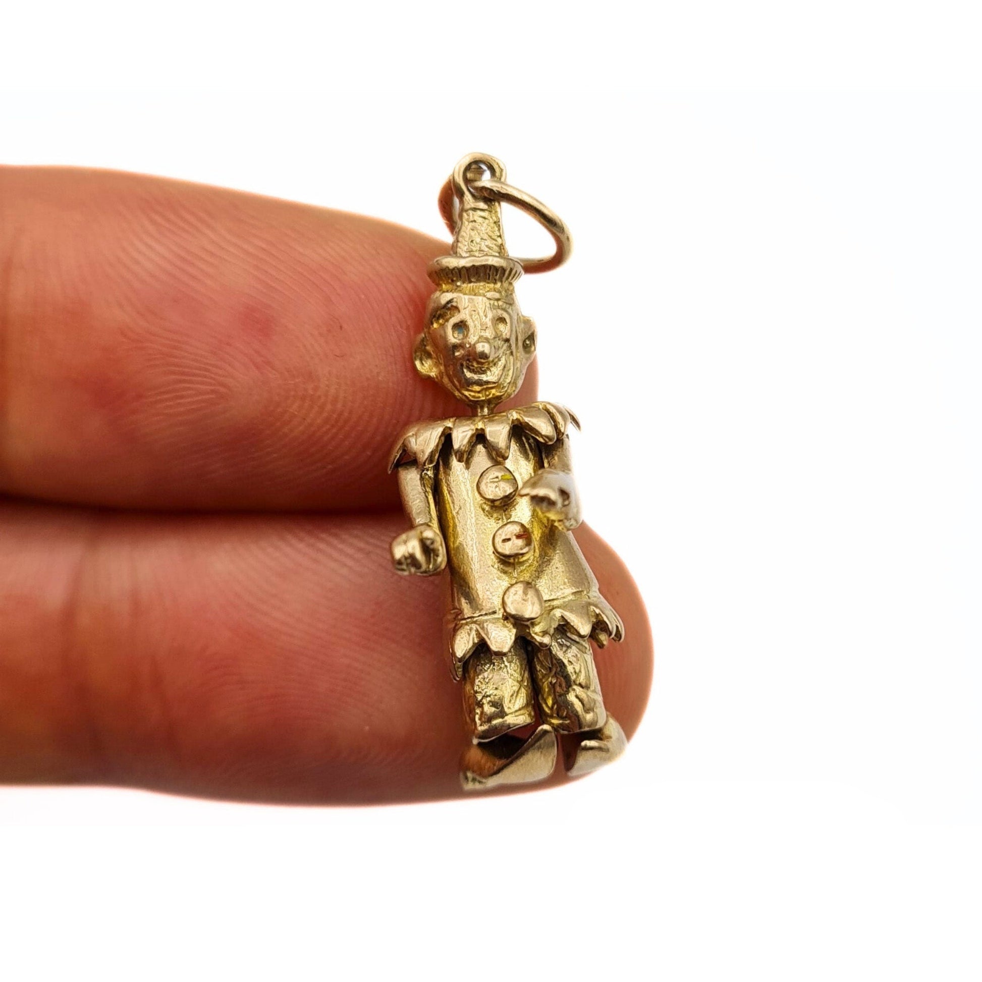 Vintage 9ct Gold Moving Clown Pendant / Charm