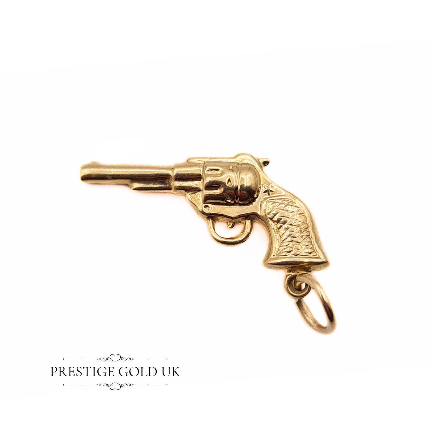 Vintage 9ct Gold Hand Gun / Revolver Charm