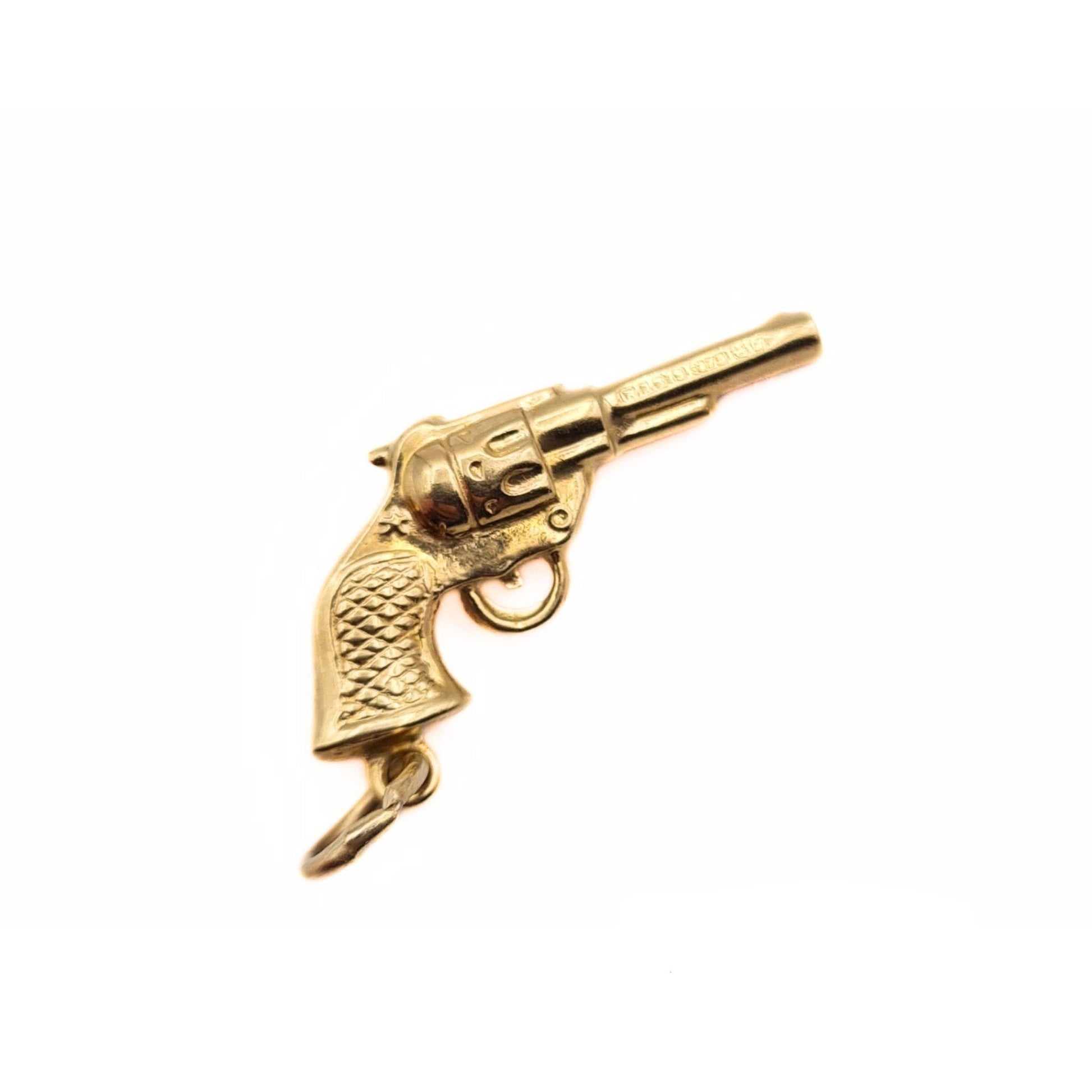 Vintage 9ct Gold Hand Gun / Revolver Charm