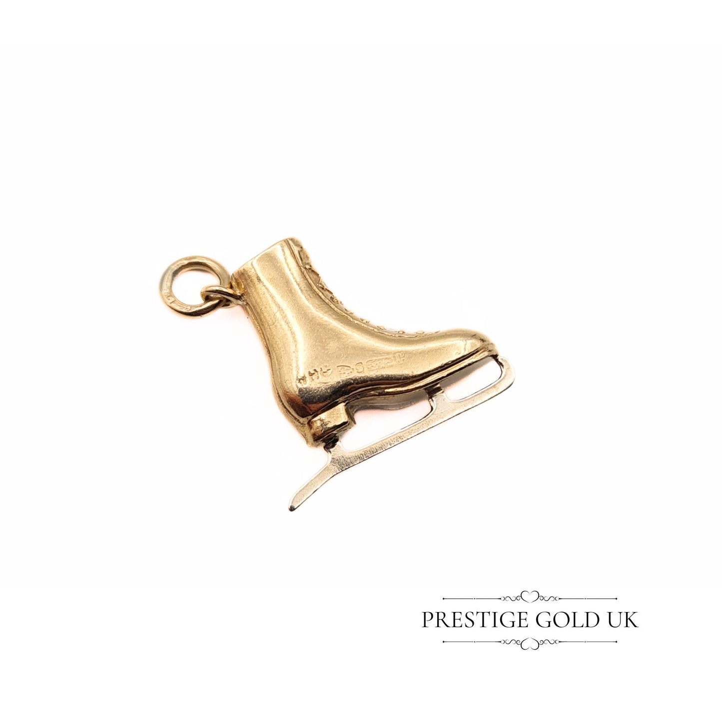 Vintage Small Gold Ice Skate Charm - 1950s