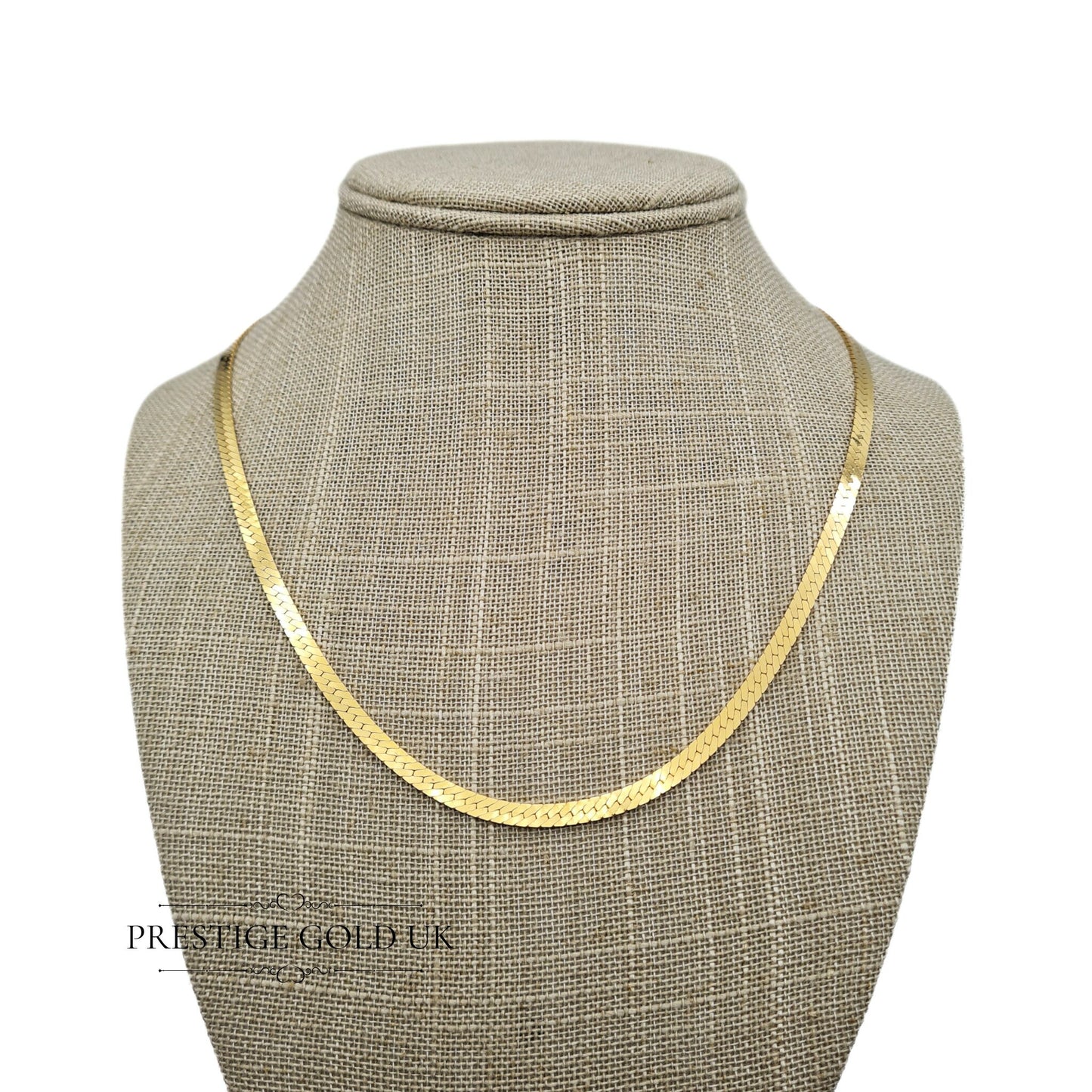 9ct Gold Flat Herringbone Necklace - 46cm / 18"