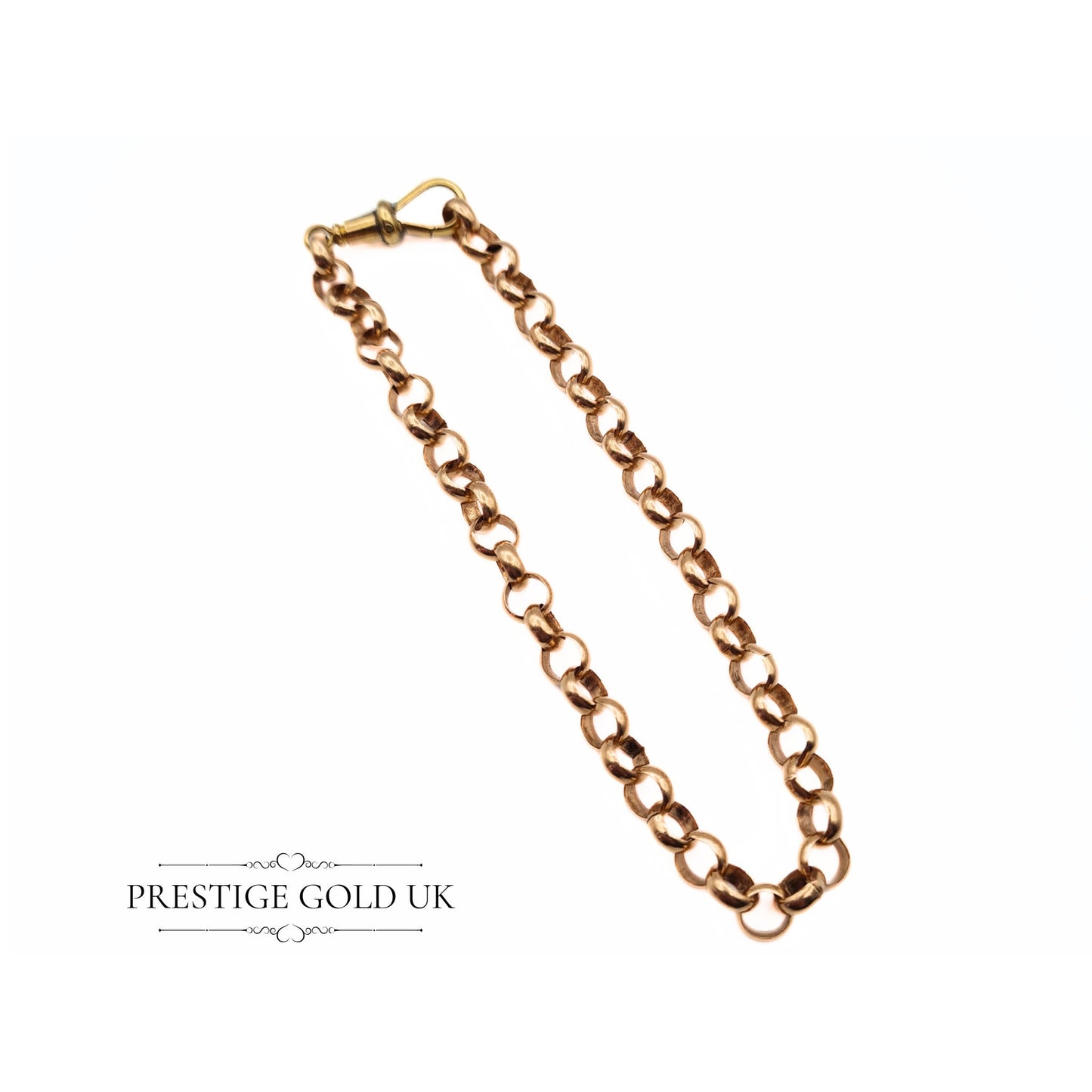 Vintage Rose Gold Rolo Chain Bracelet - 7" / 18cm