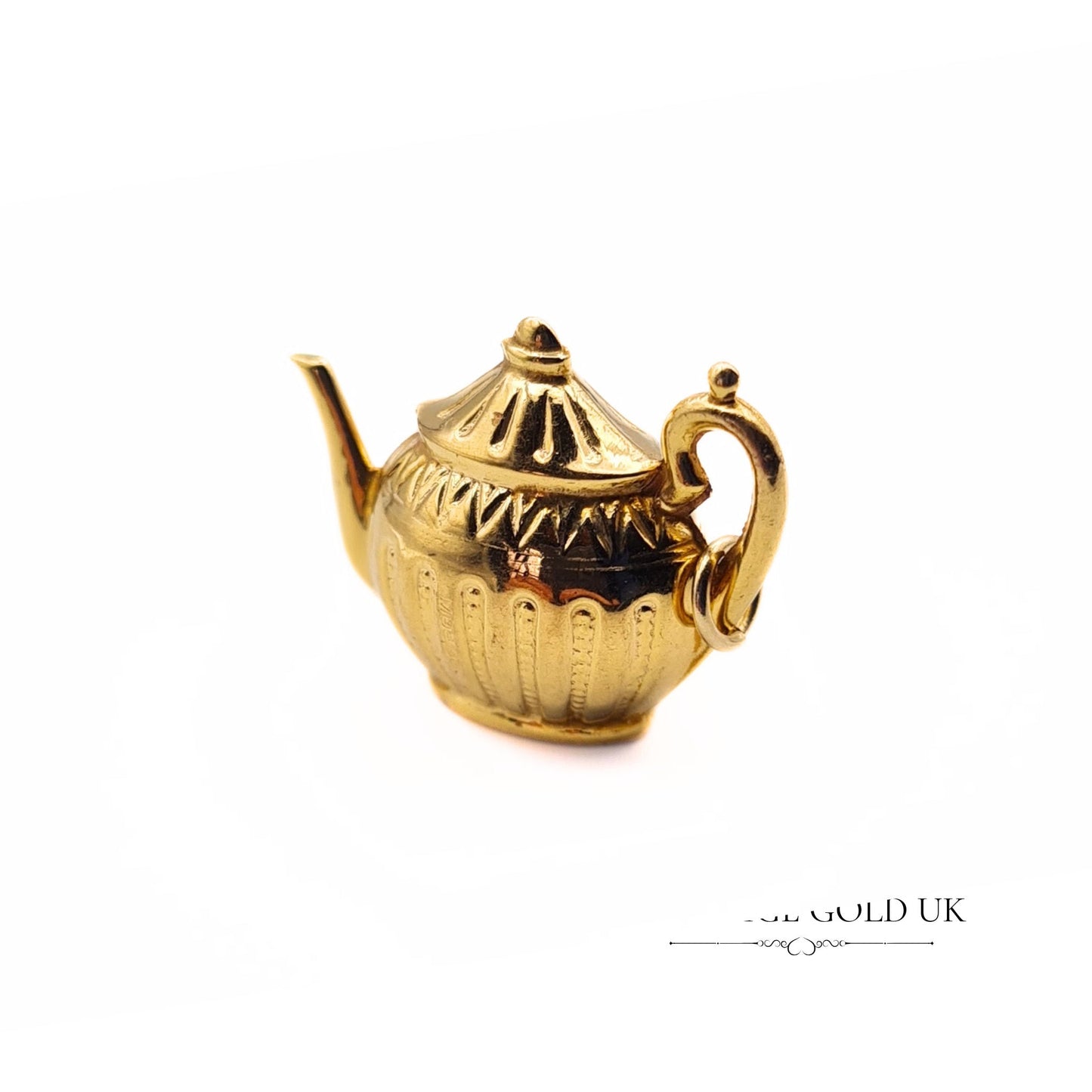 Vintage Gold Tea Pot Charm -  1960s  Gold Teapot Jewellery Pendant -  9ct Gold Fully British Hallmarked