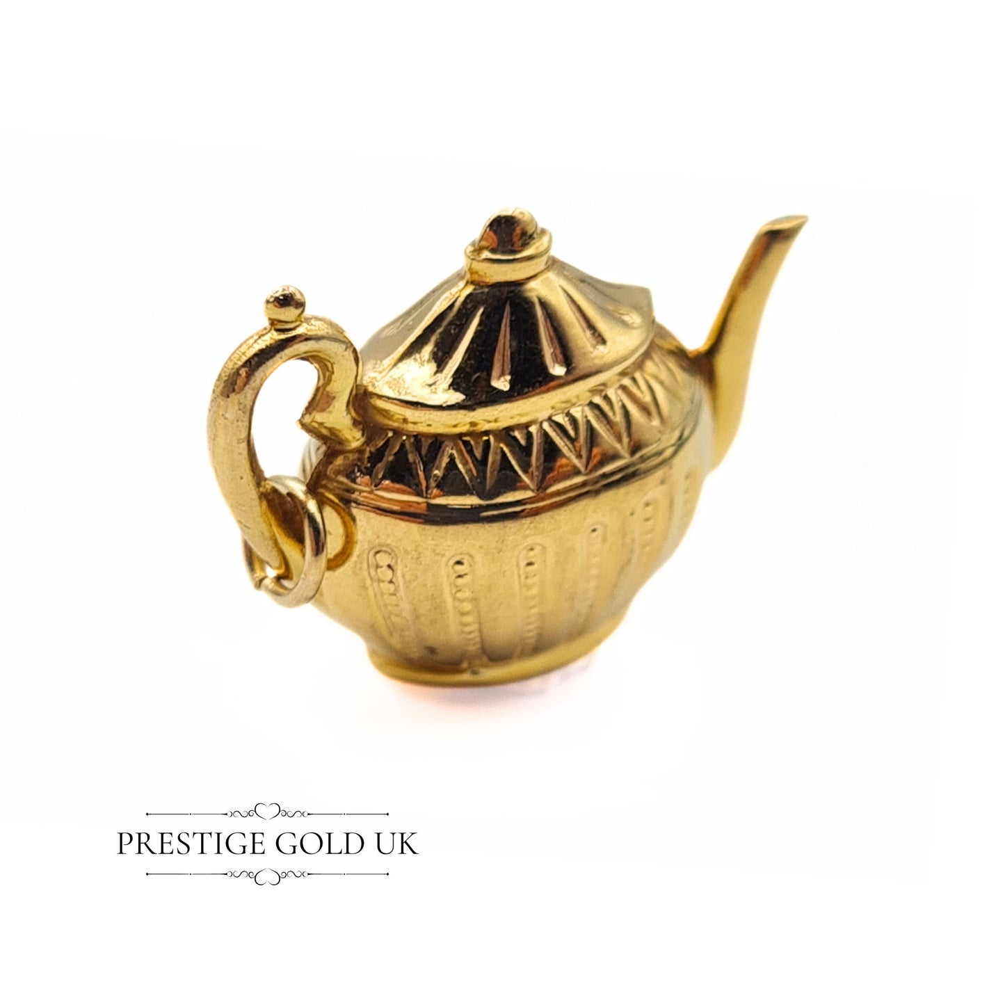 Vintage Gold Tea Pot Charm -  1960s  Gold Teapot Jewellery Pendant -  9ct Gold Fully British Hallmarked