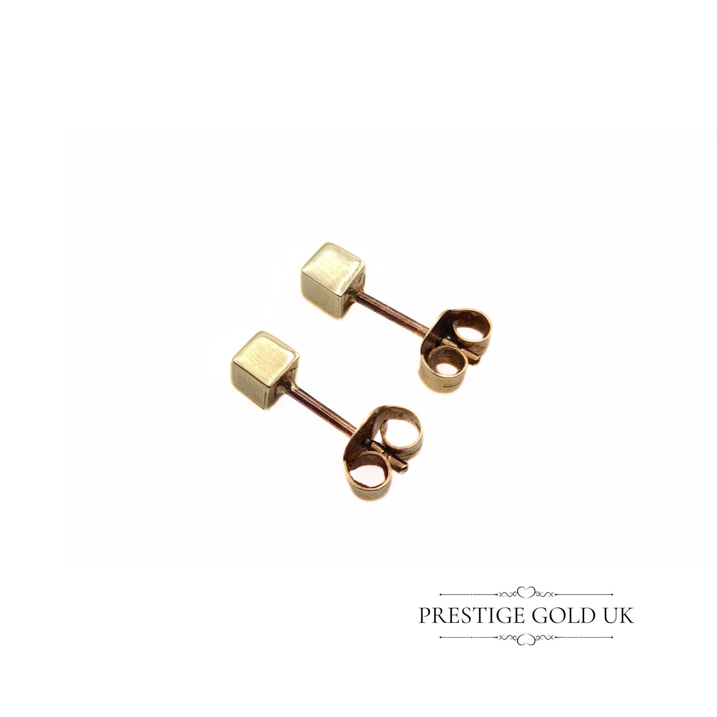 Vintage 9ct Gold Small Square Stud Earrings - 3mm