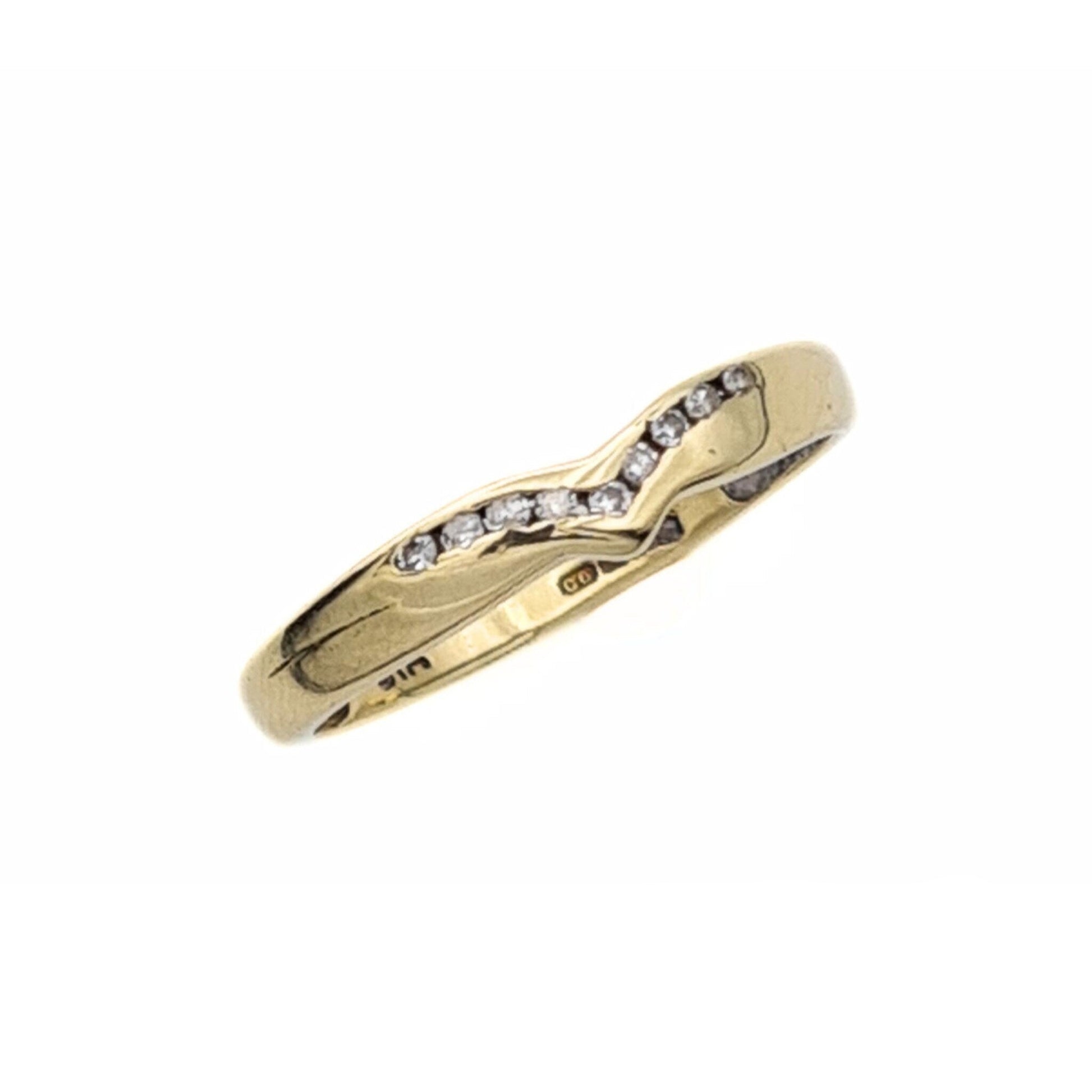 Vintage 9ct Gold & Diamond Wishbone Ring - UK K, US 5 1/4, Euro 50