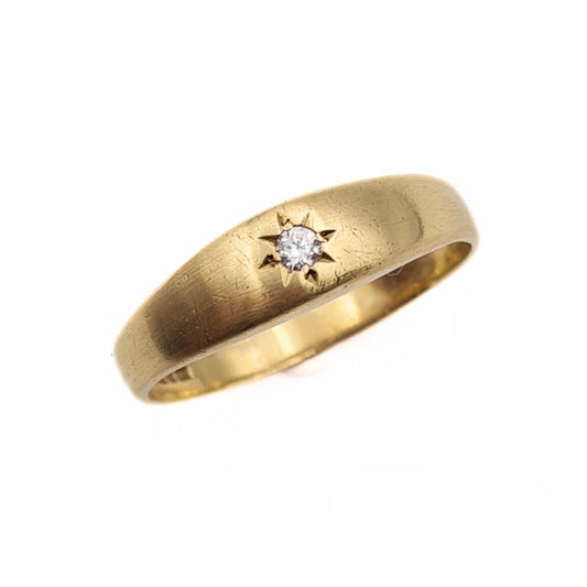 Vintage 9ct Gold Cubic Zirconia Solitaire Ring - Size UK Q, US 8 1/4, Euro 58