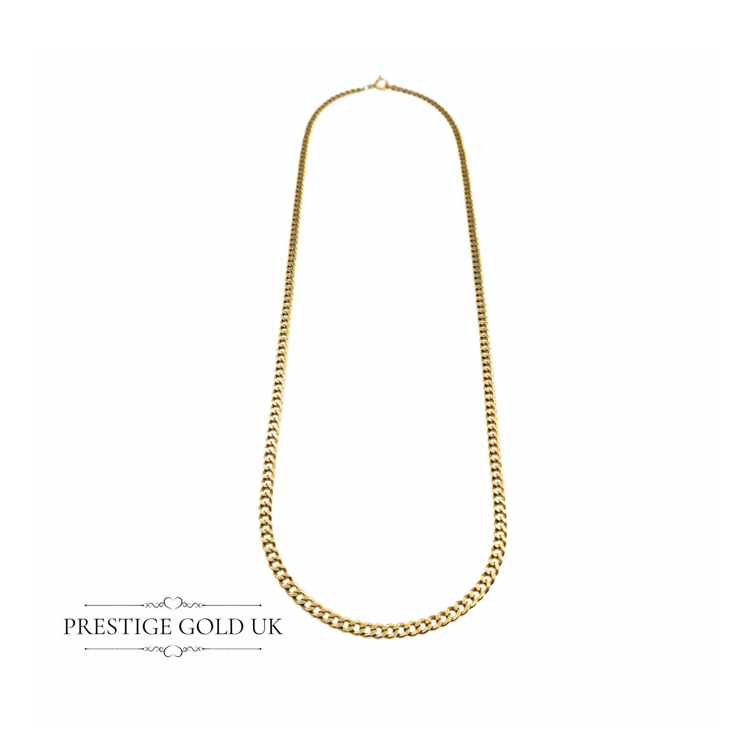 Vintage 9ct Gold Curb Chain Necklace - Small Link (3mm) - 19" / 48cm