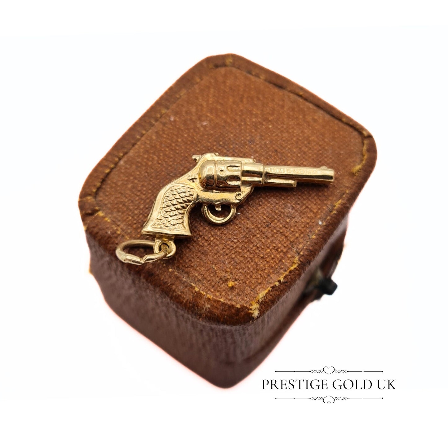 Vintage 9ct Gold Hand Gun / Revolver Charm