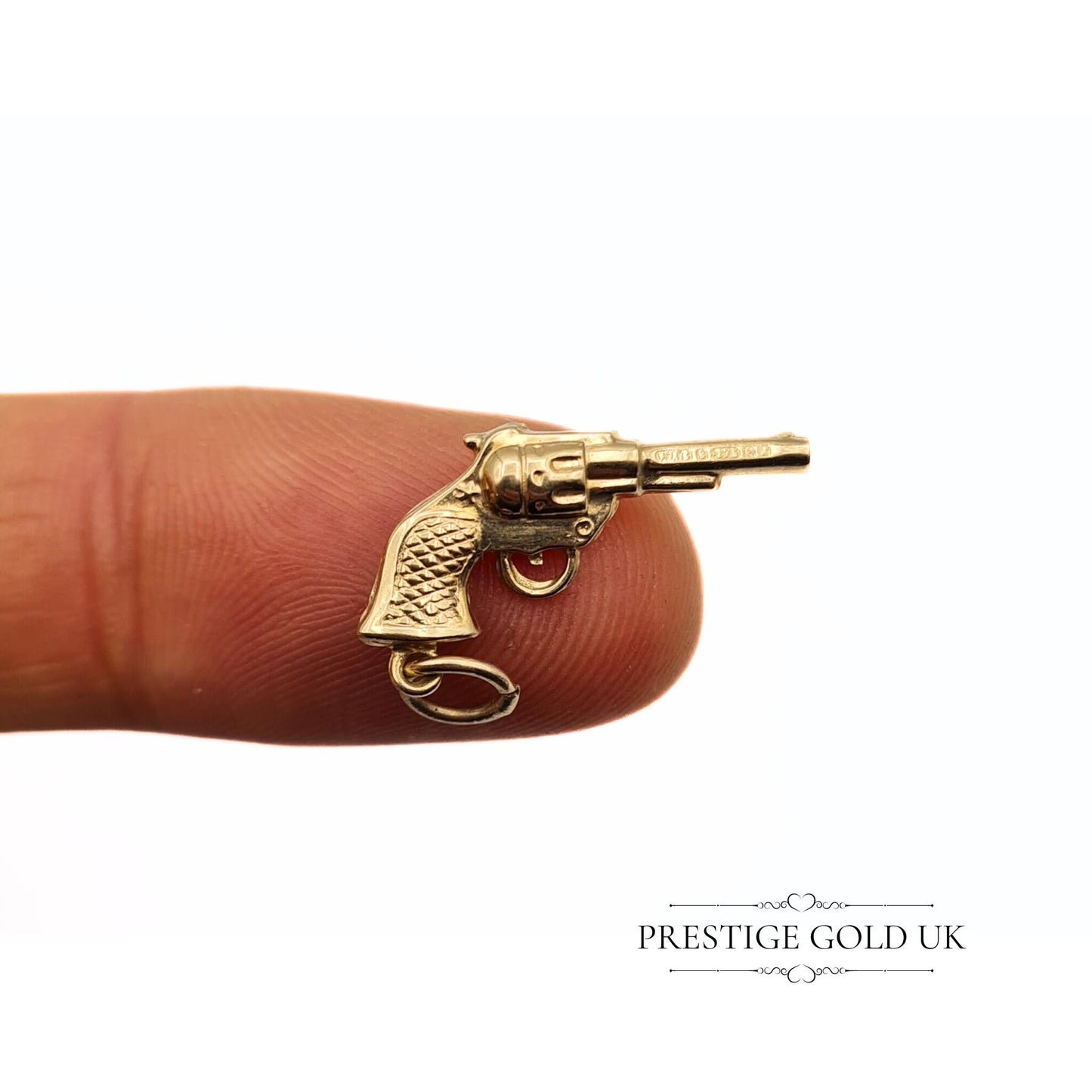 Vintage 9ct Gold Hand Gun / Revolver Charm