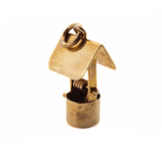 9ct Gold Vintage Wishing Well Charm With Moving Handle