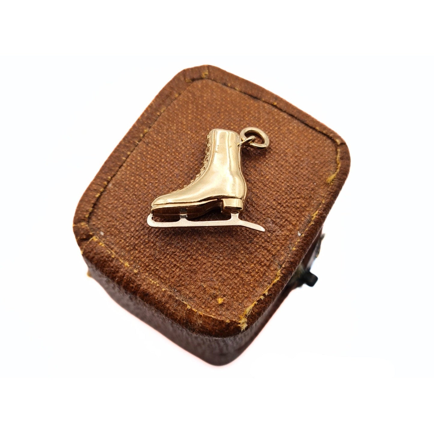 Vintage Small Gold Ice Skate Charm - 1950s