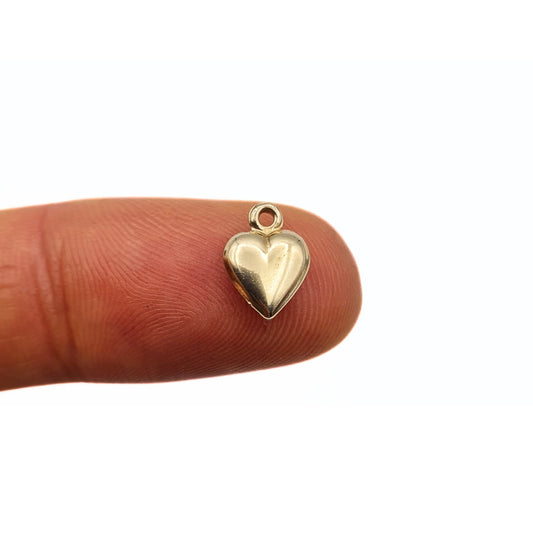 Vintage Tiny Gold Heart Charm - Hollow 9ct Gold