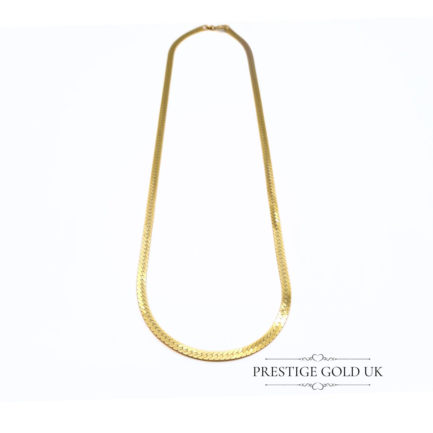 9ct Gold Flat Herringbone Necklace - 46cm / 18"