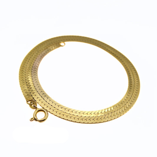 9ct Gold Flat Herringbone Necklace - 46cm / 18"