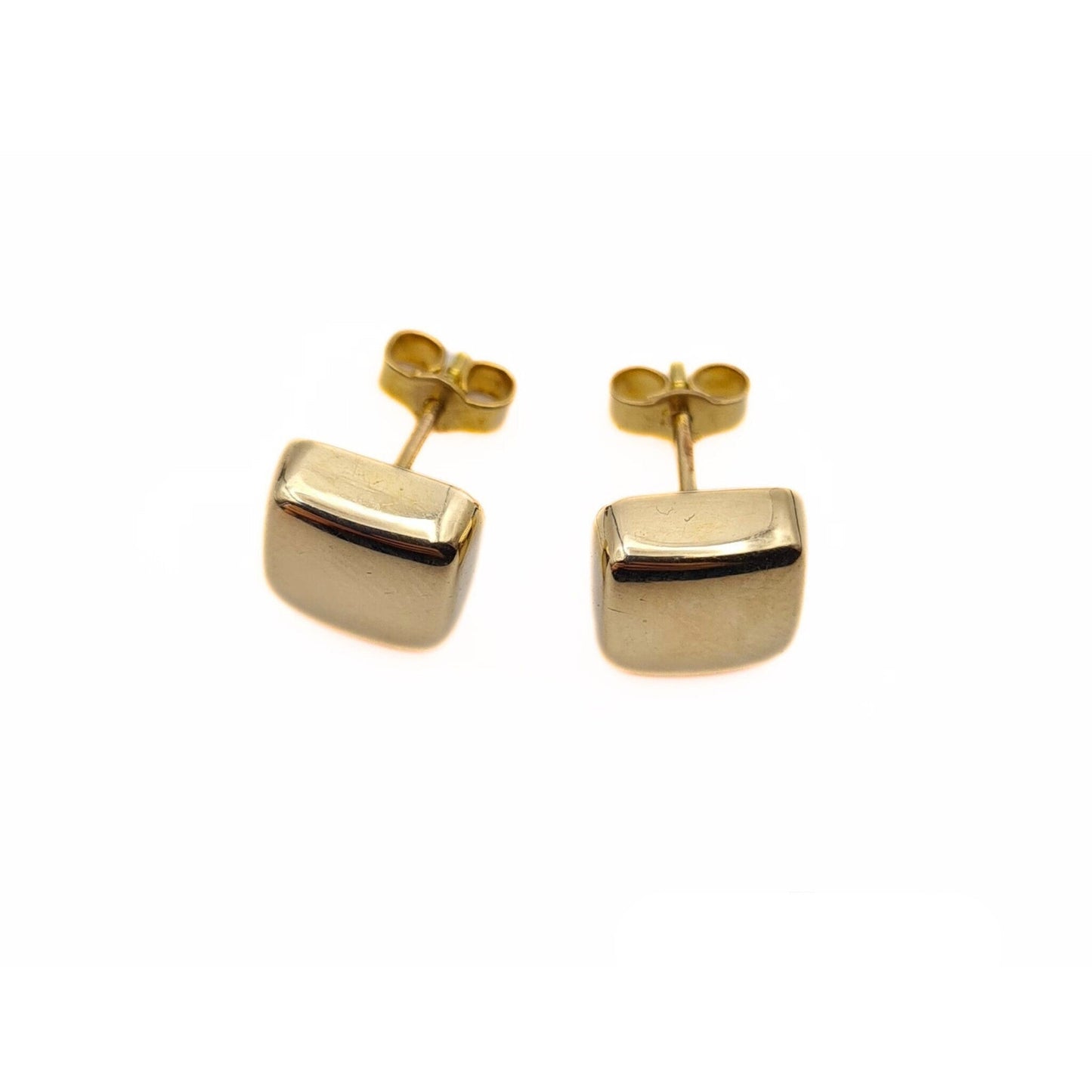 Vintage 9ct Gold Large Square Stud Earrings - 8mm