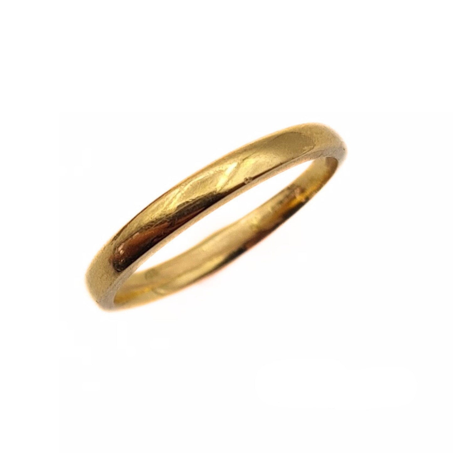 Vintage 1950s Dainty Gold Wedding Ring 22ct - 2mm Wide - Size UK J, US 4 3/4, Euro 49