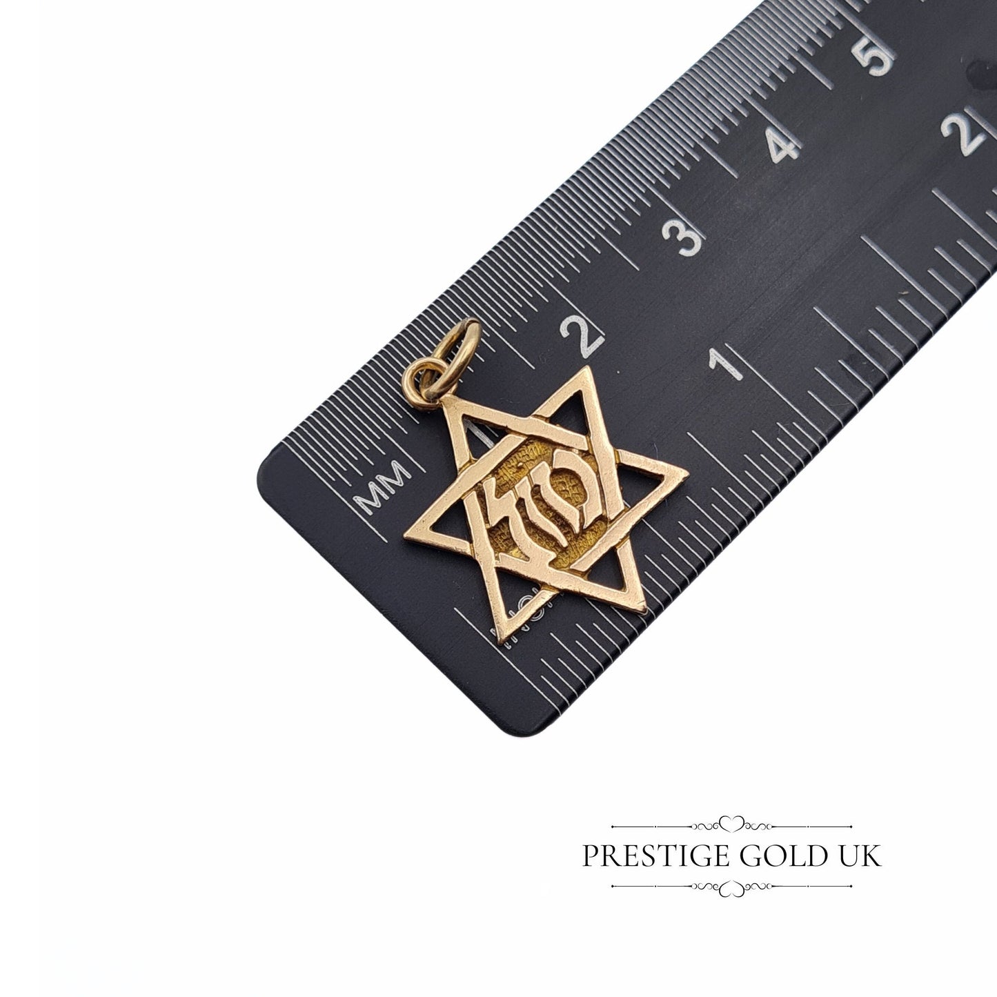 Vintage Solid Gold Mazel Tov Star Of David Pendant 9ct