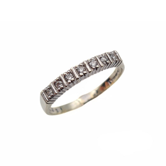 Vintage 9ct White Gold Half Eternity Diamond Ring - Size UK P, US 7 3/4, Euro 56.5