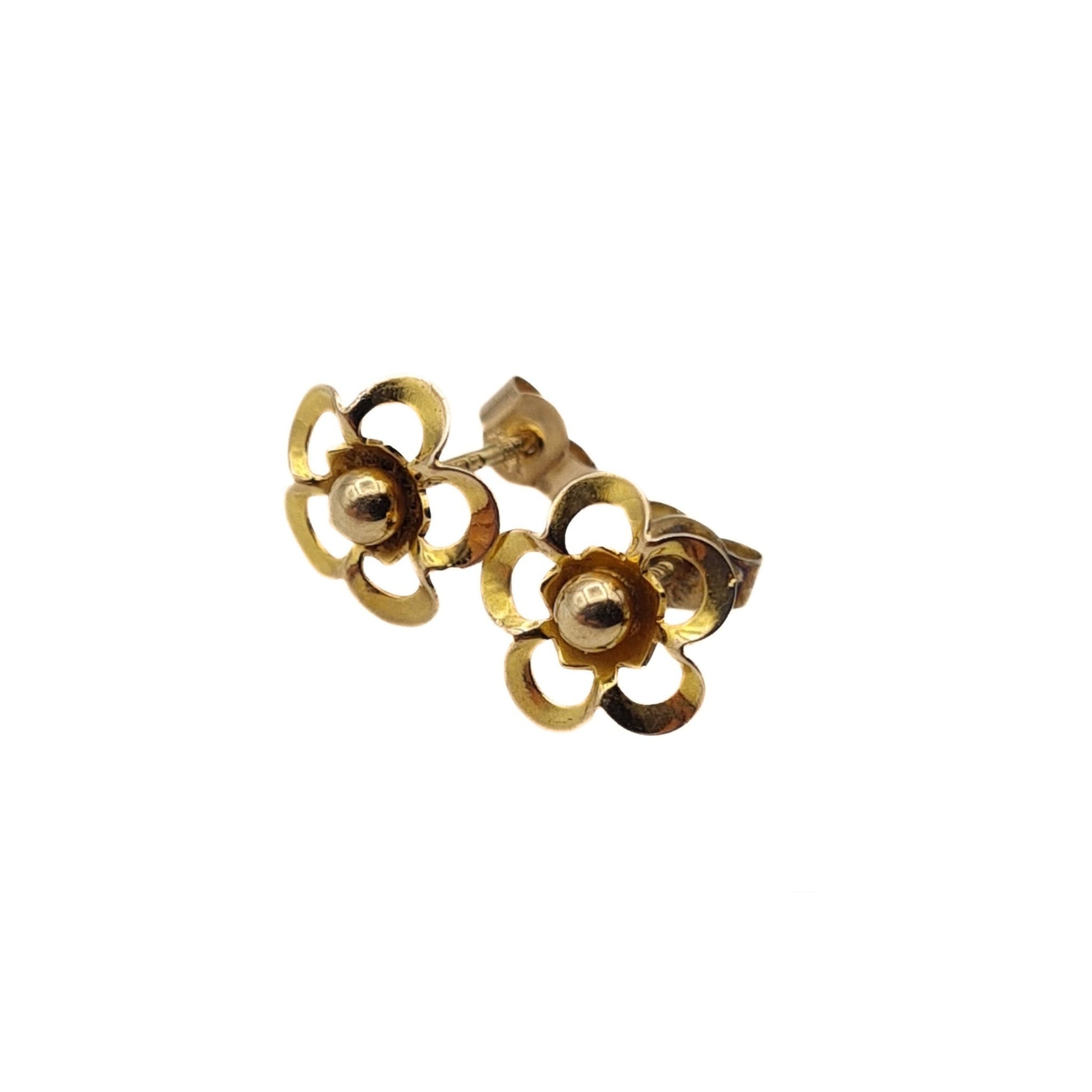 Small 9ct Gold Flower Stud Earrings