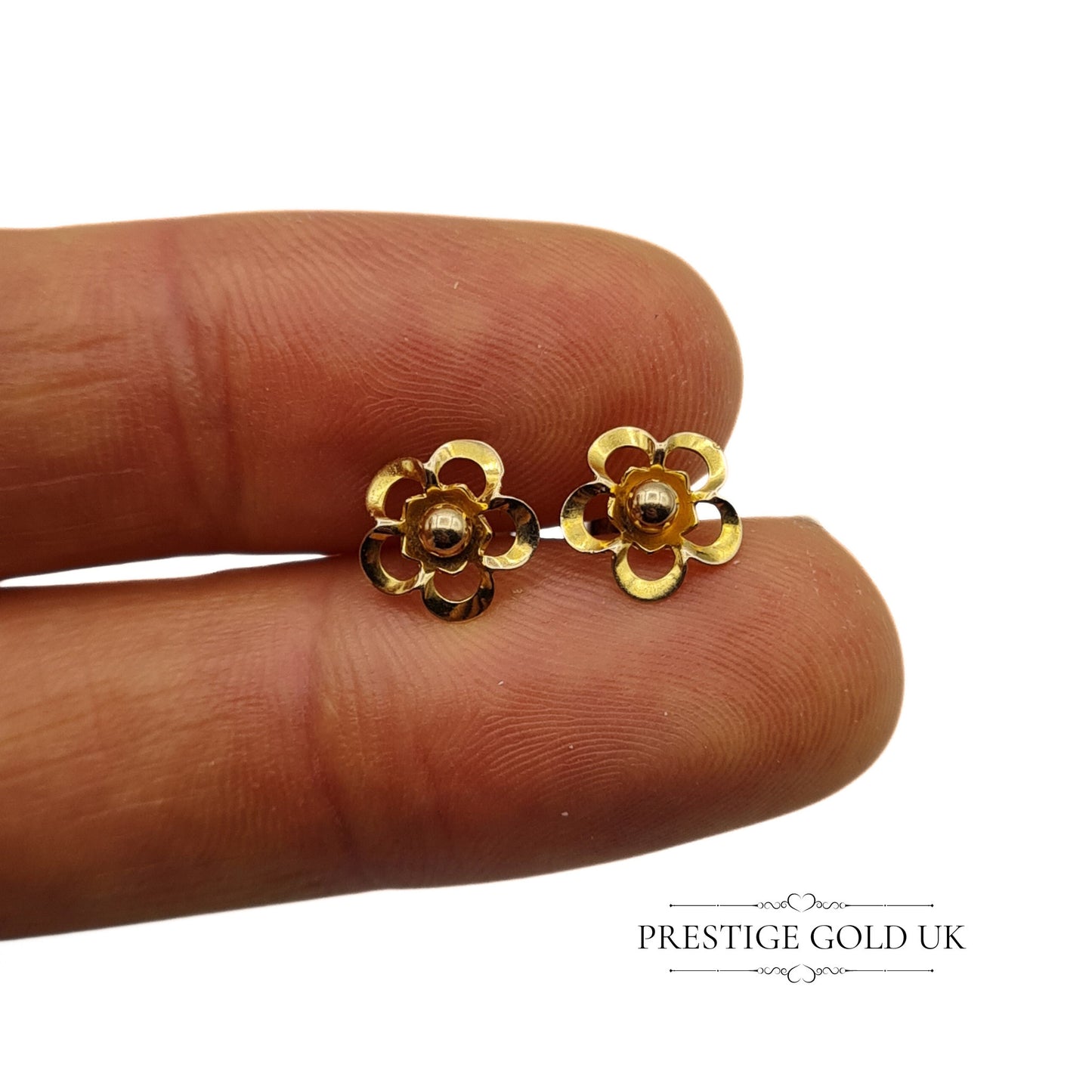 Small 9ct Gold Flower Stud Earrings