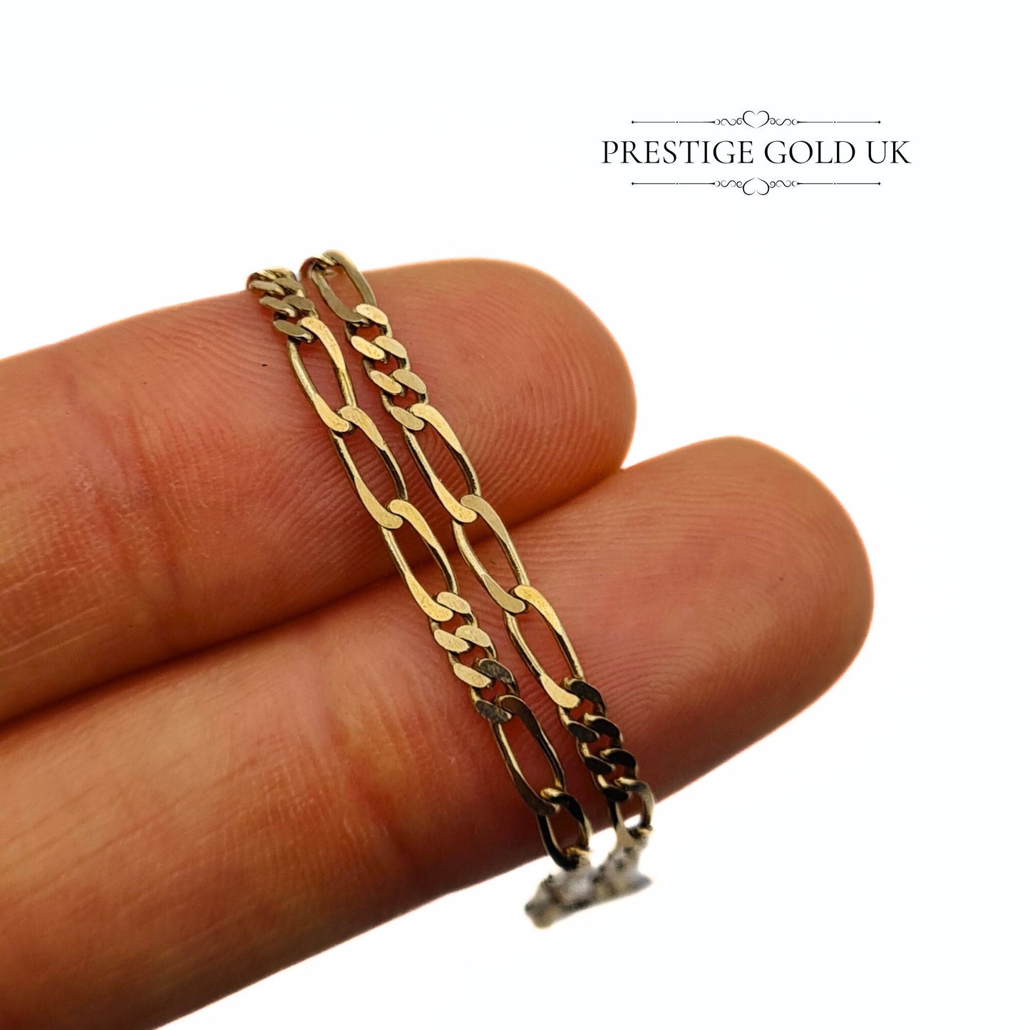 9ct Gold Figaro Bracelet - 7 1/4 inch / 18.5cm