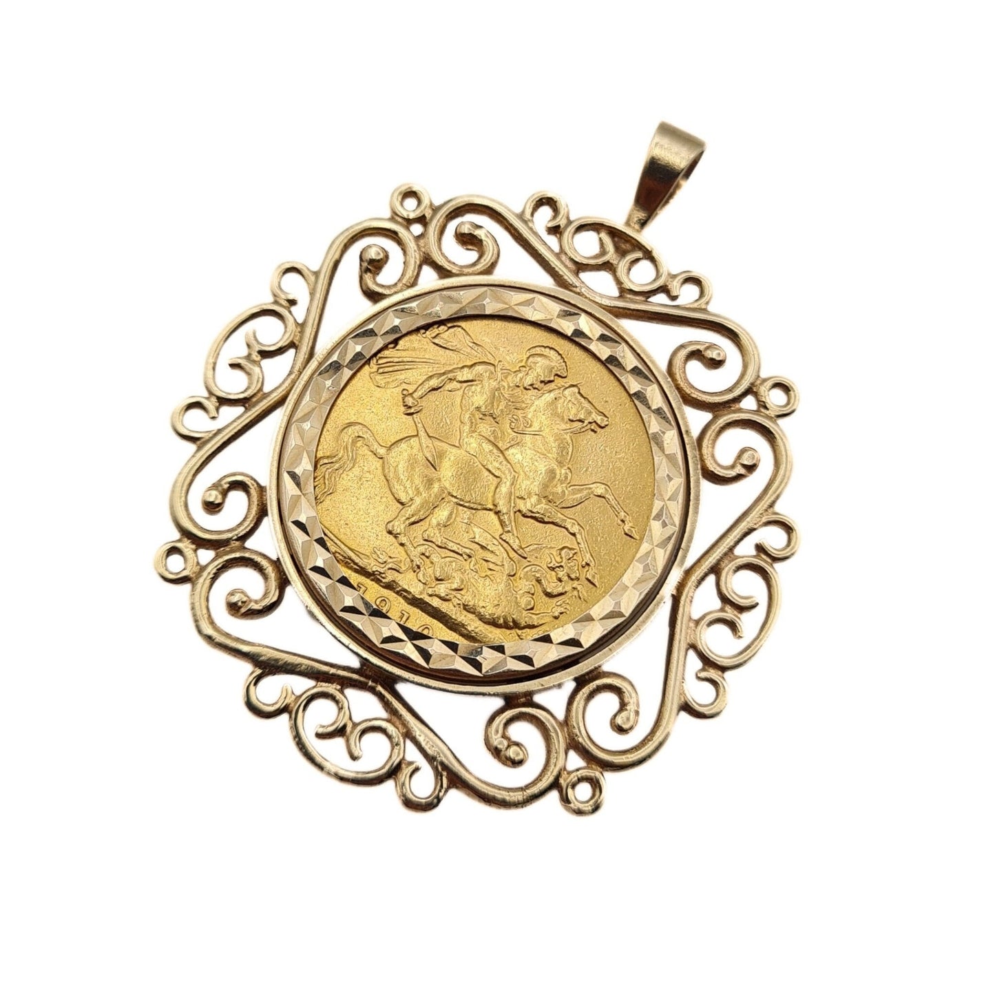 Vintage Full Sovereign Coin Mount in 9ct Gold